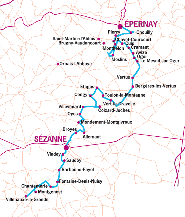 Route du Champagne - Côte des Blancs und Côte de Sézanne